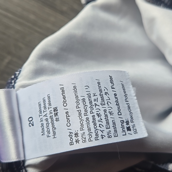 J. Crew Blue and White Ruched Bandeau One-Piece Gingham Bathing Suit Size 20 - Picture 7 of 9